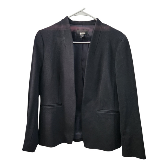 J. CREW Open Front Blazer 12 Black Office Classic‎ Business Career Preppy Work - Picture 1 of 8